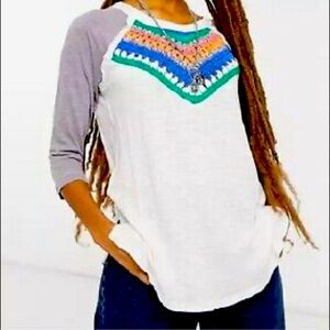 Free People Linen Blend Spring Bound Crochet White
Baseball Shirt Medium